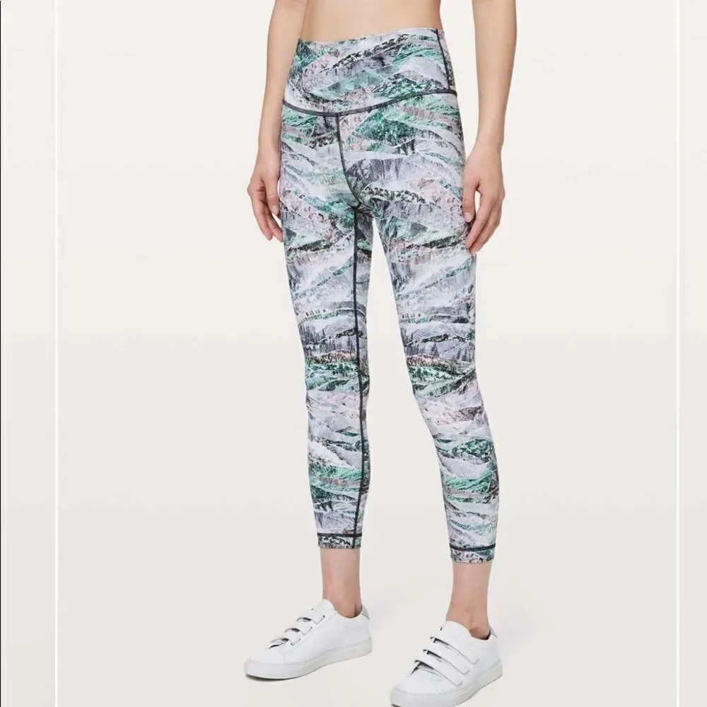 LULULEMON Wunder Under Hi Rise Tight Gray Print 6
